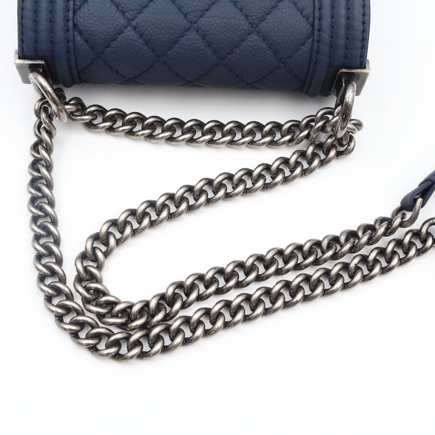 Chanel Blue Quilted Caviar Leather Small Boy Flap Bag [Used]