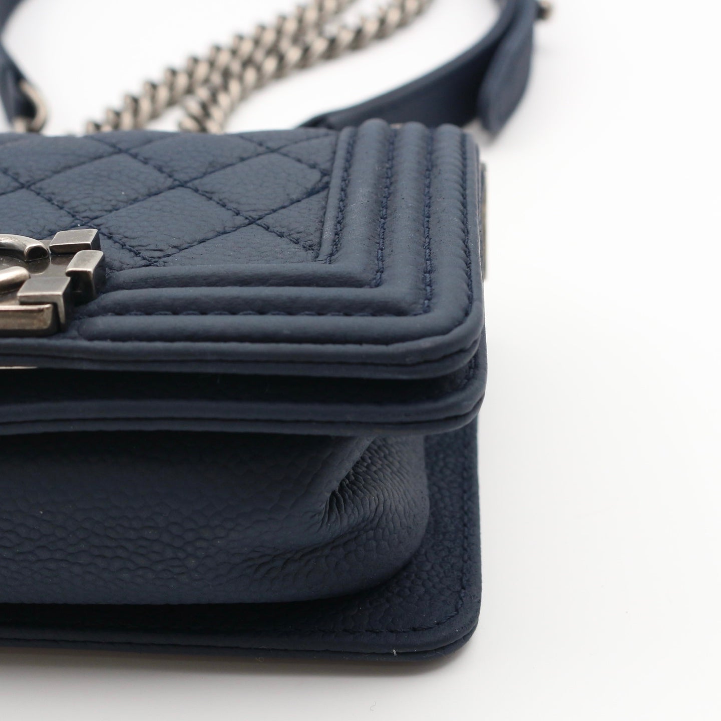 Chanel Blue Quilted Caviar Leather Small Boy Flap Bag [Used]