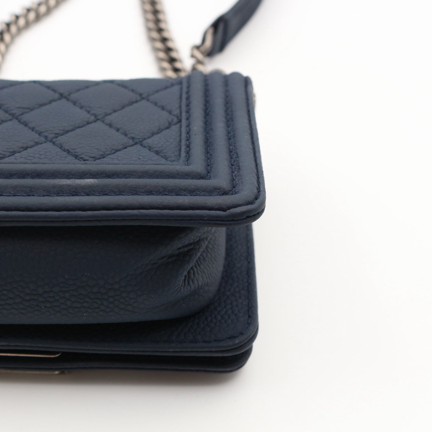 Chanel Blue Quilted Caviar Leather Small Boy Flap Bag [Used]