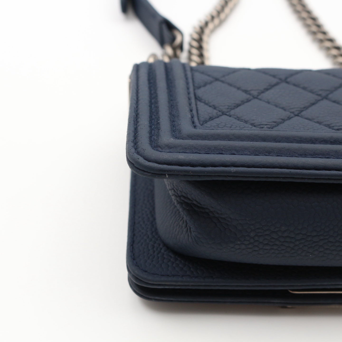 Chanel Blue Quilted Caviar Leather Small Boy Flap Bag [Used]