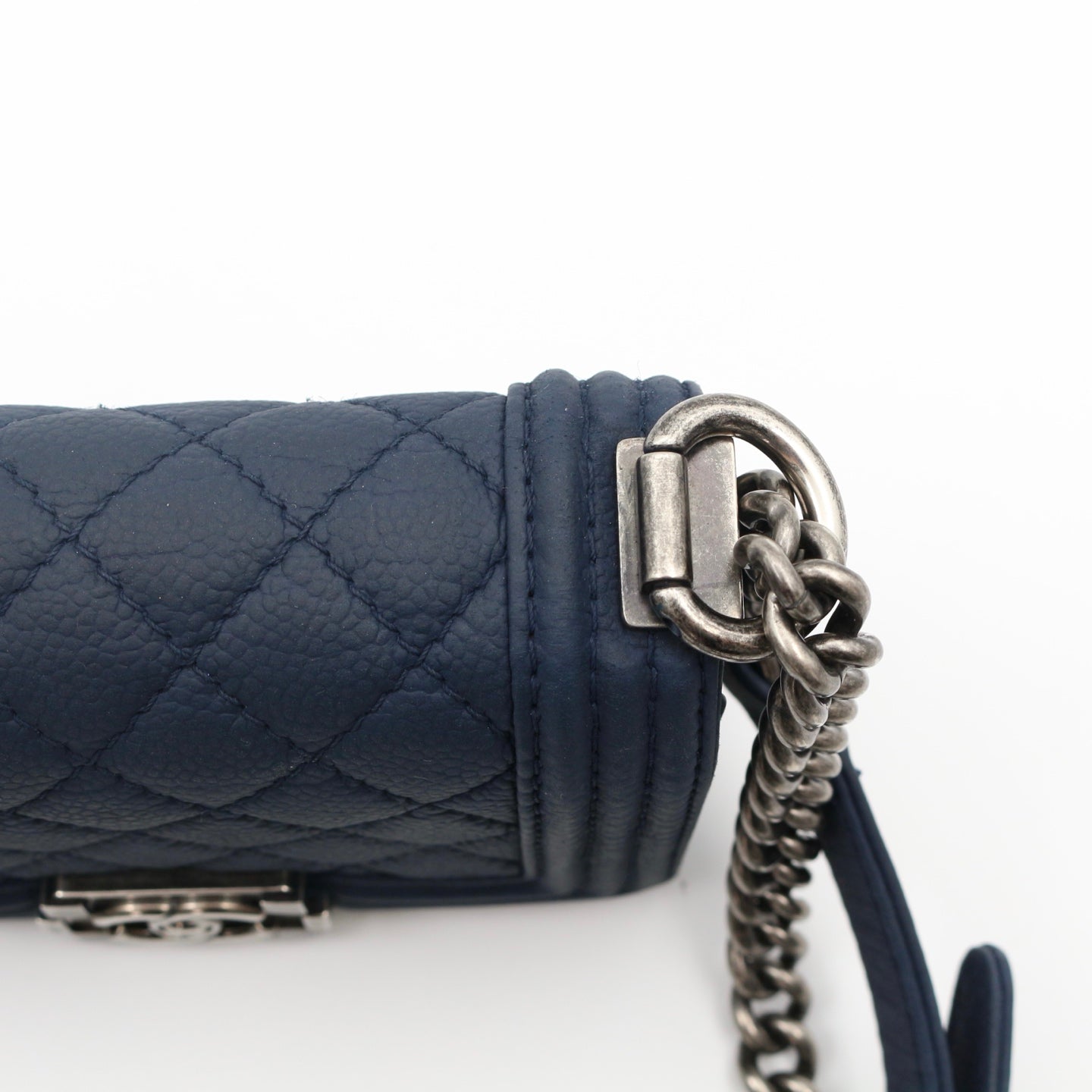 Chanel Blue Quilted Caviar Leather Small Boy Flap Bag [Used]