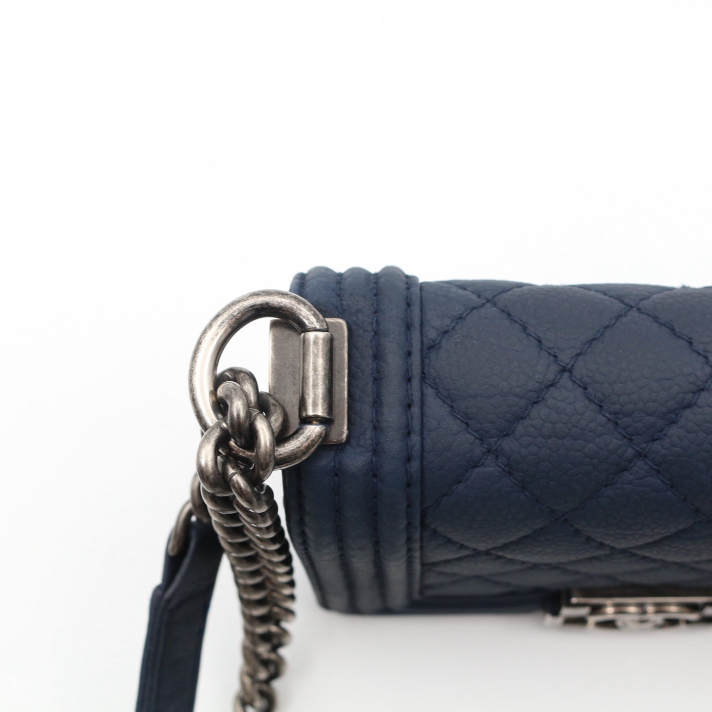 Chanel Blue Quilted Caviar Leather Small Boy Flap Bag [Used]