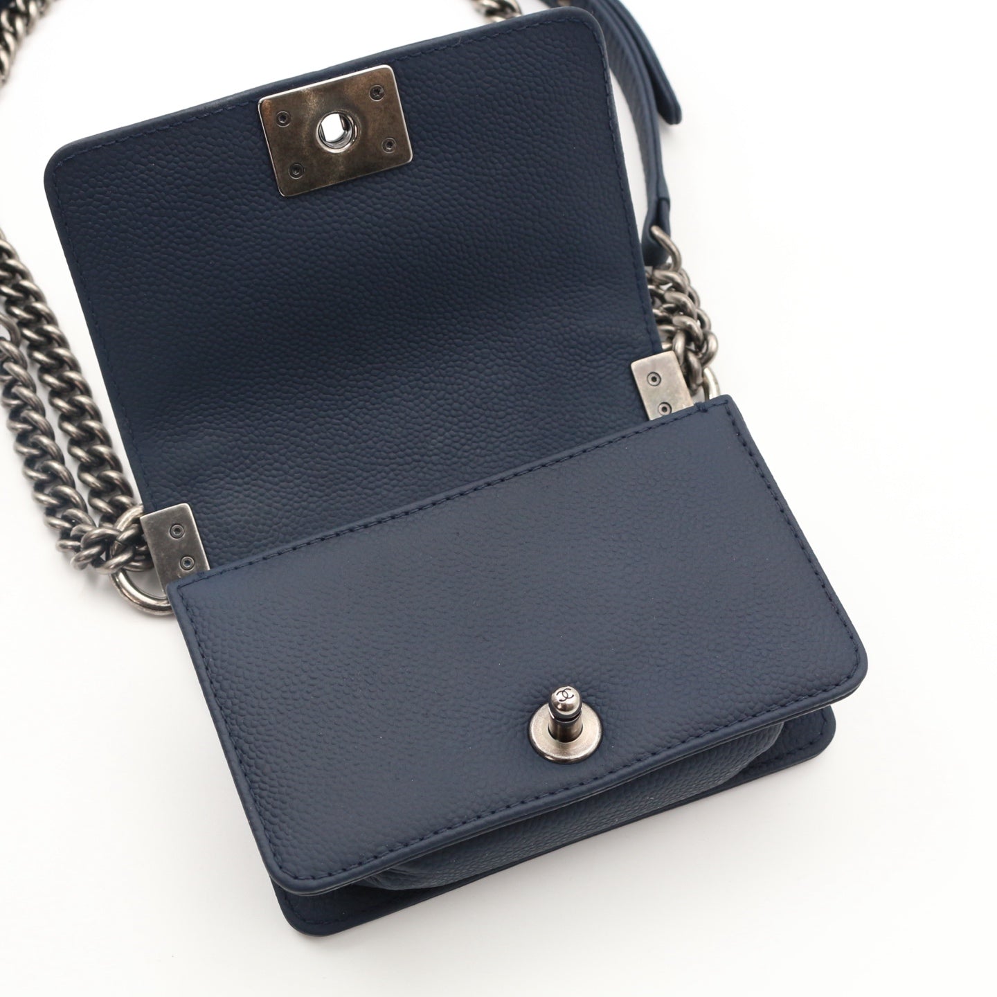 Chanel Blue Quilted Caviar Leather Small Boy Flap Bag [Used]