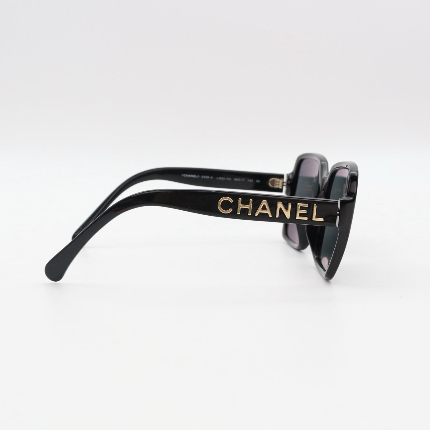 CHANEL Black Gold Logo Square Frame Sunglasses [Used]