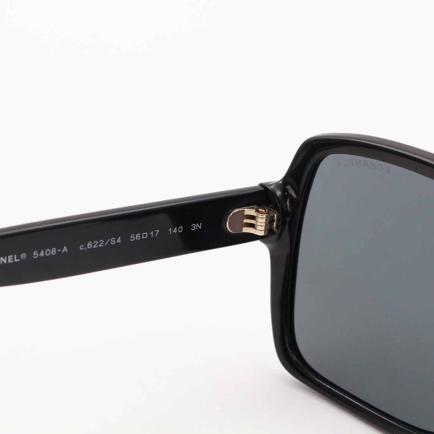 CHANEL Black Gold Logo Square Frame Sunglasses [Used]