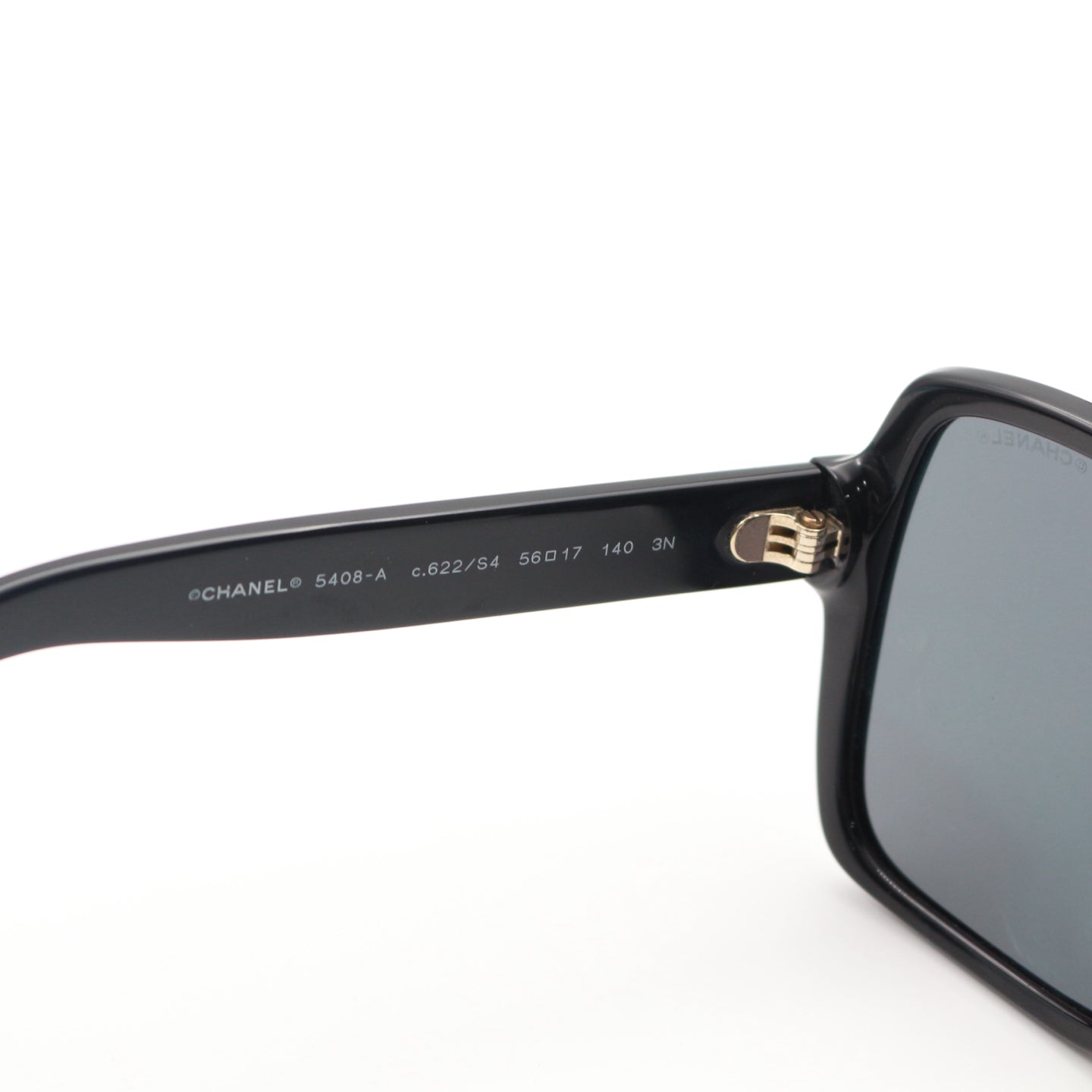 CHANEL Black Gold Logo Square Frame Sunglasses [Used]