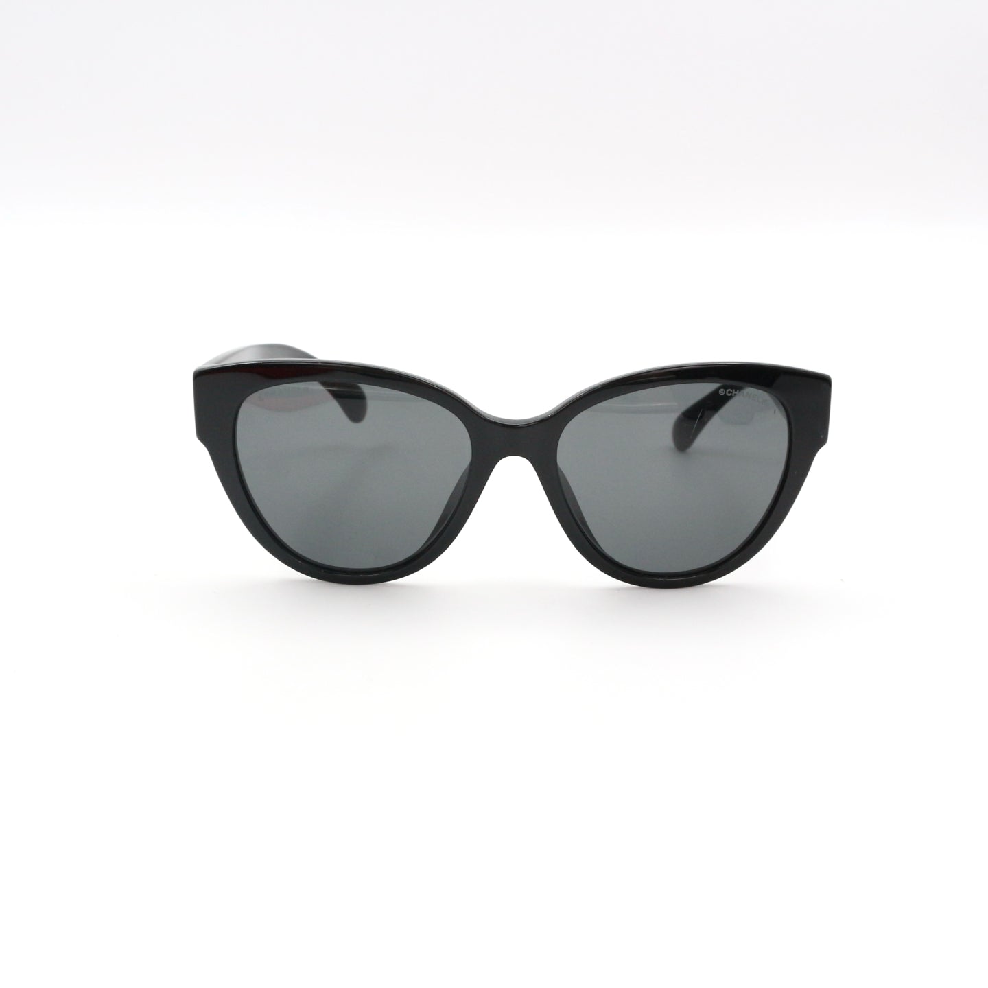 Chanel Black Gold Heart Cat-Eye Sunglasses [Used]