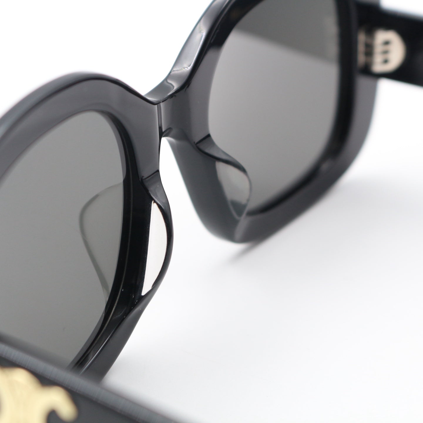 CELINE Triomphe Black Gold Sunglasses [Used]