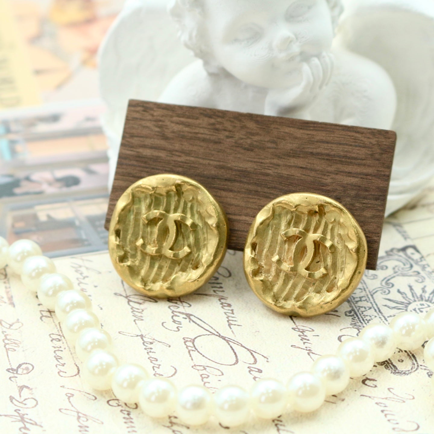 Chanel CC Button Clip-On Earrings [Used]