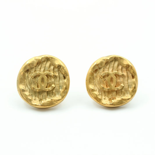 Chanel CC Button Clip-On Earrings [Used]