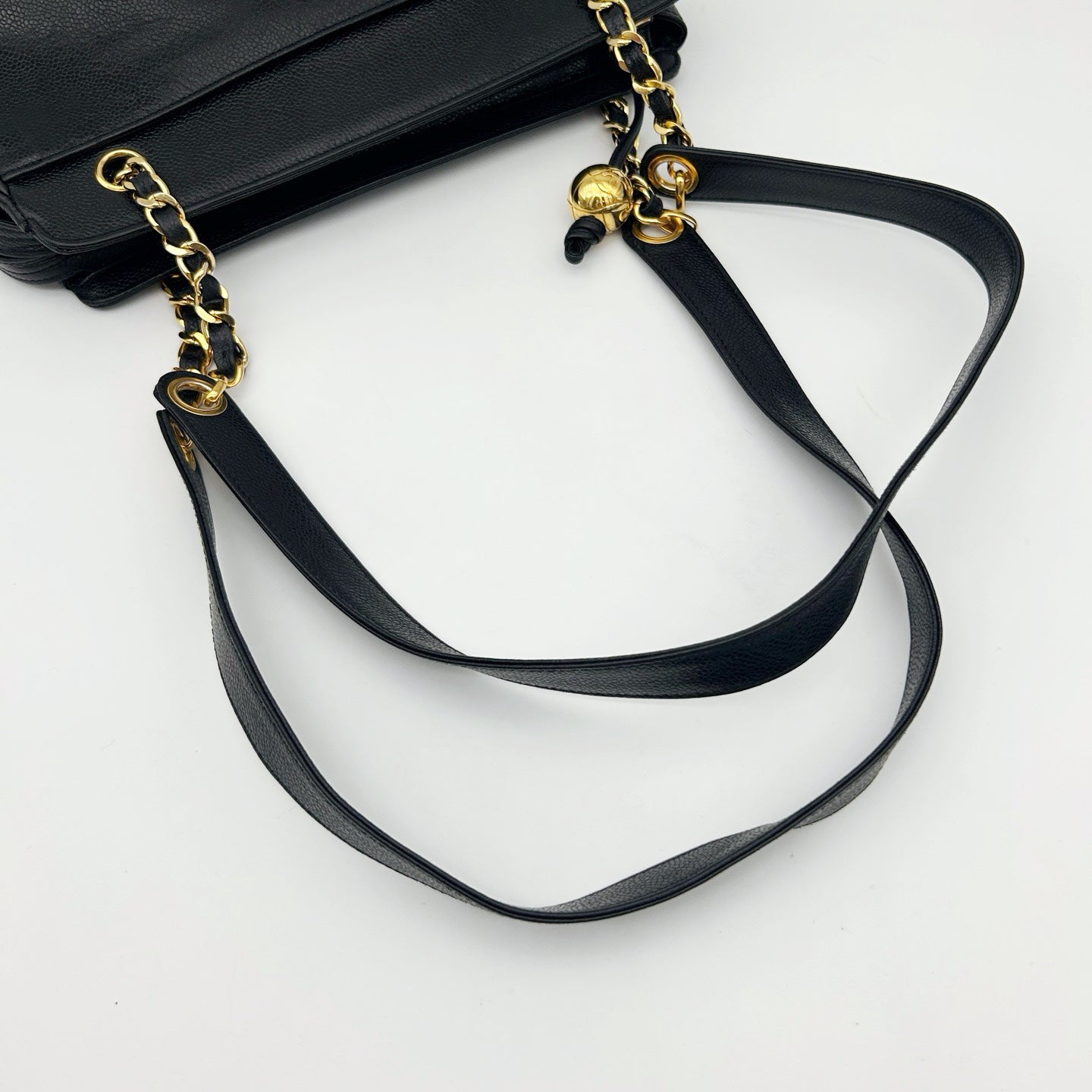 Chanel Caviar Leather Gold Ball Shoulder Tote Bag [Used]