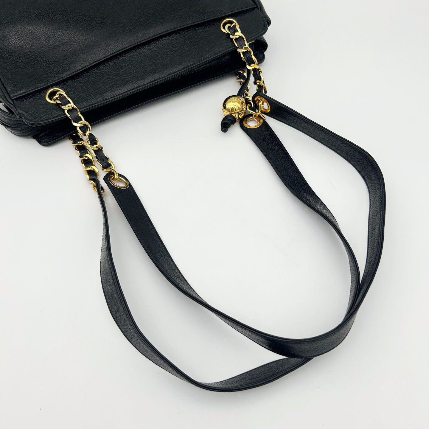 Chanel Caviar Leather Gold Ball Shoulder Tote Bag [Used]