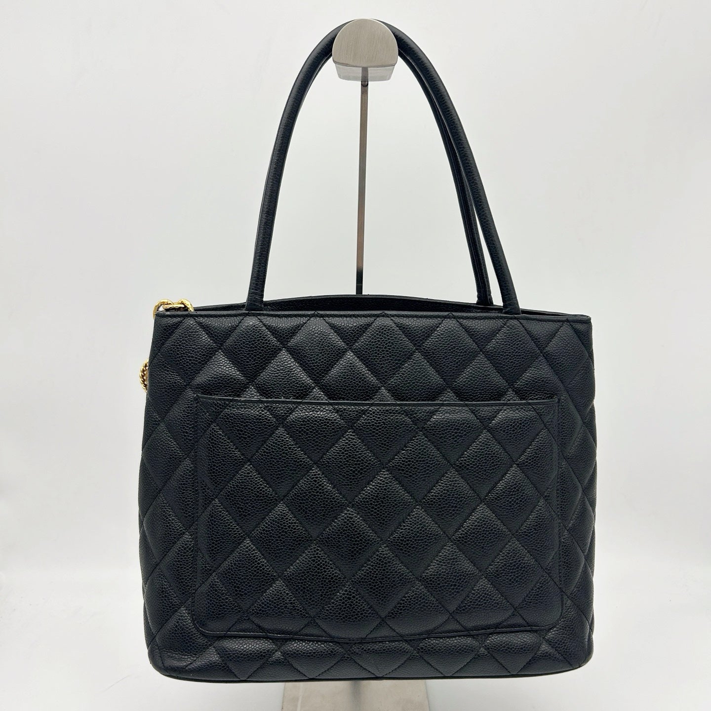 Chanel Black Caviar Leather Medallion Tote Bag [Used]