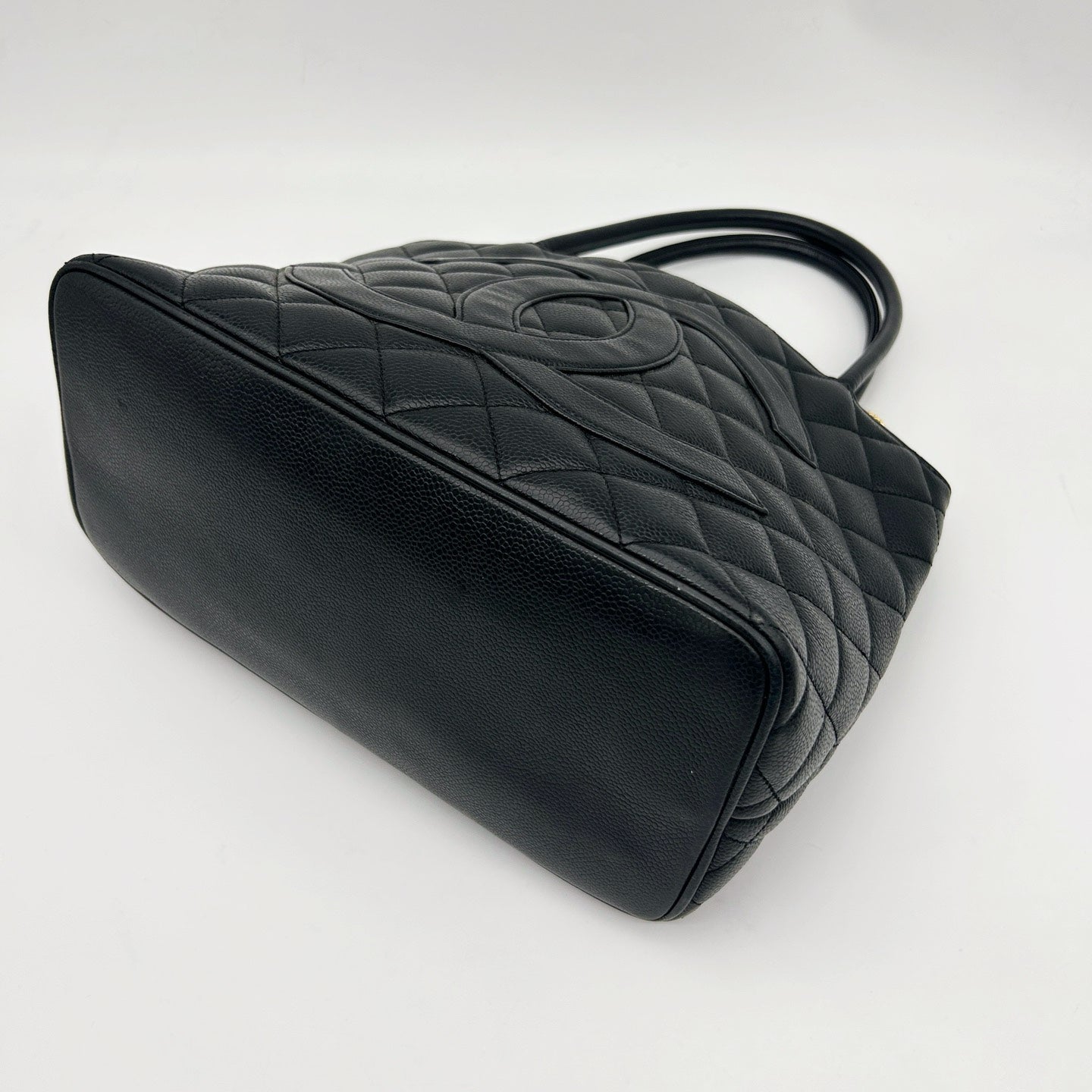 Chanel Black Caviar Leather Medallion Tote Bag [Used]
