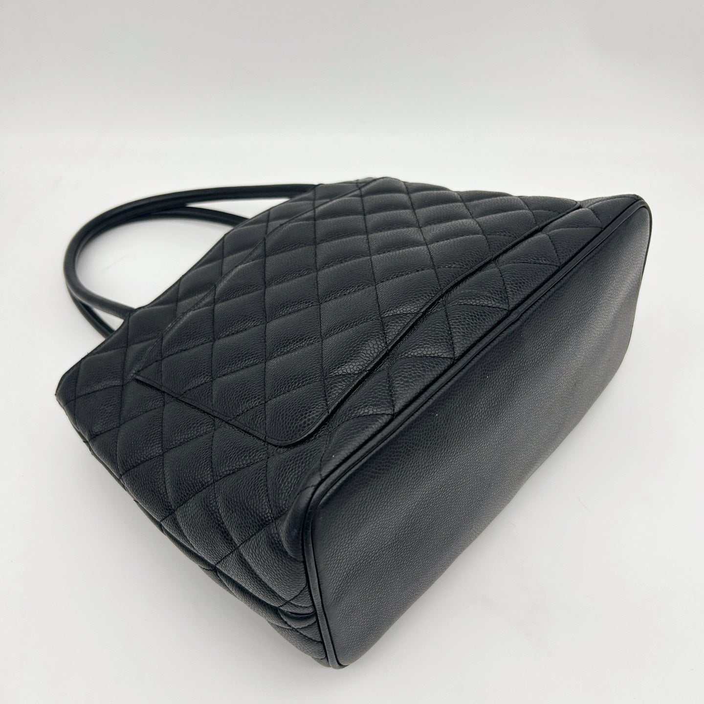 Chanel Black Caviar Leather Medallion Tote Bag [Used]