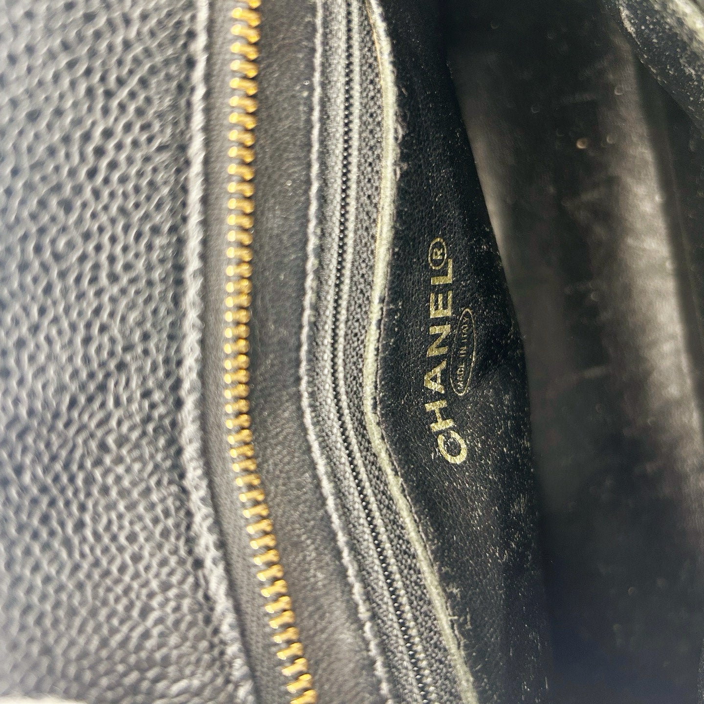 Chanel Black Caviar Leather Medallion Tote Bag [Used]