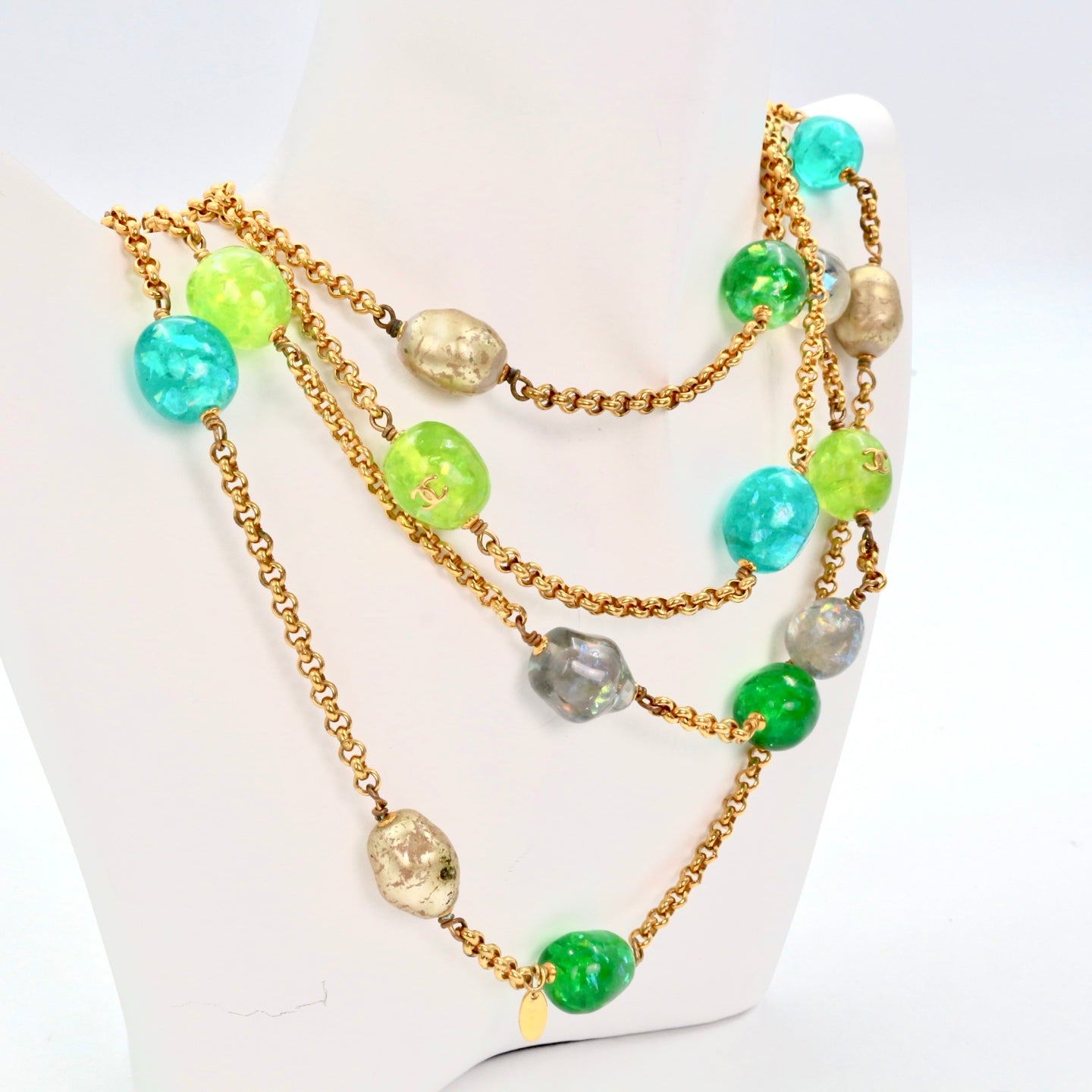 Chanel Gold-Tone Multicolor Gripoix Long Necklace[Used]
