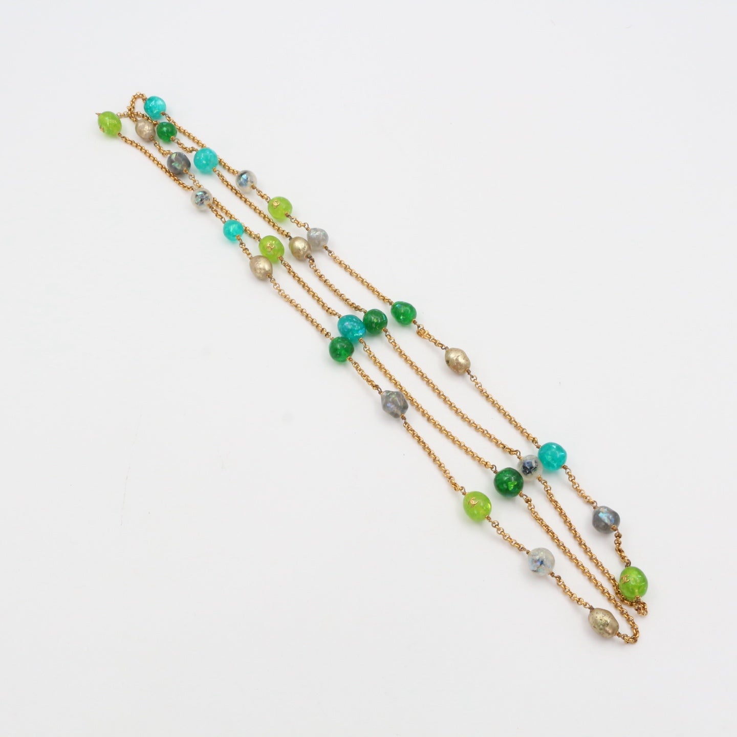 Chanel Gold-Tone Multicolor Gripoix Long Necklace[Used]