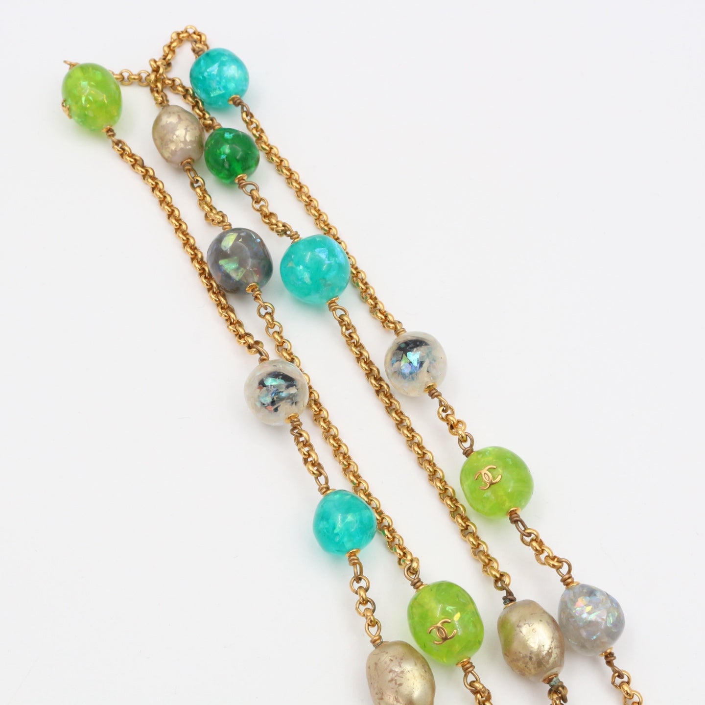 Chanel Gold-Tone Multicolor Gripoix Long Necklace[Used]