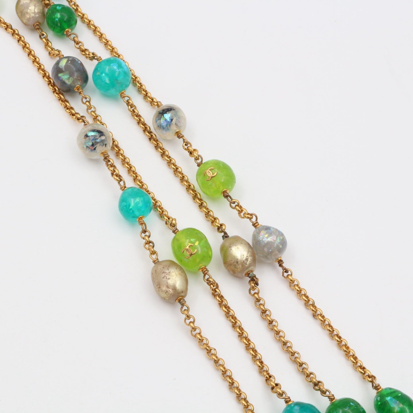 Chanel Gold-Tone Multicolor Gripoix Long Necklace[Used]