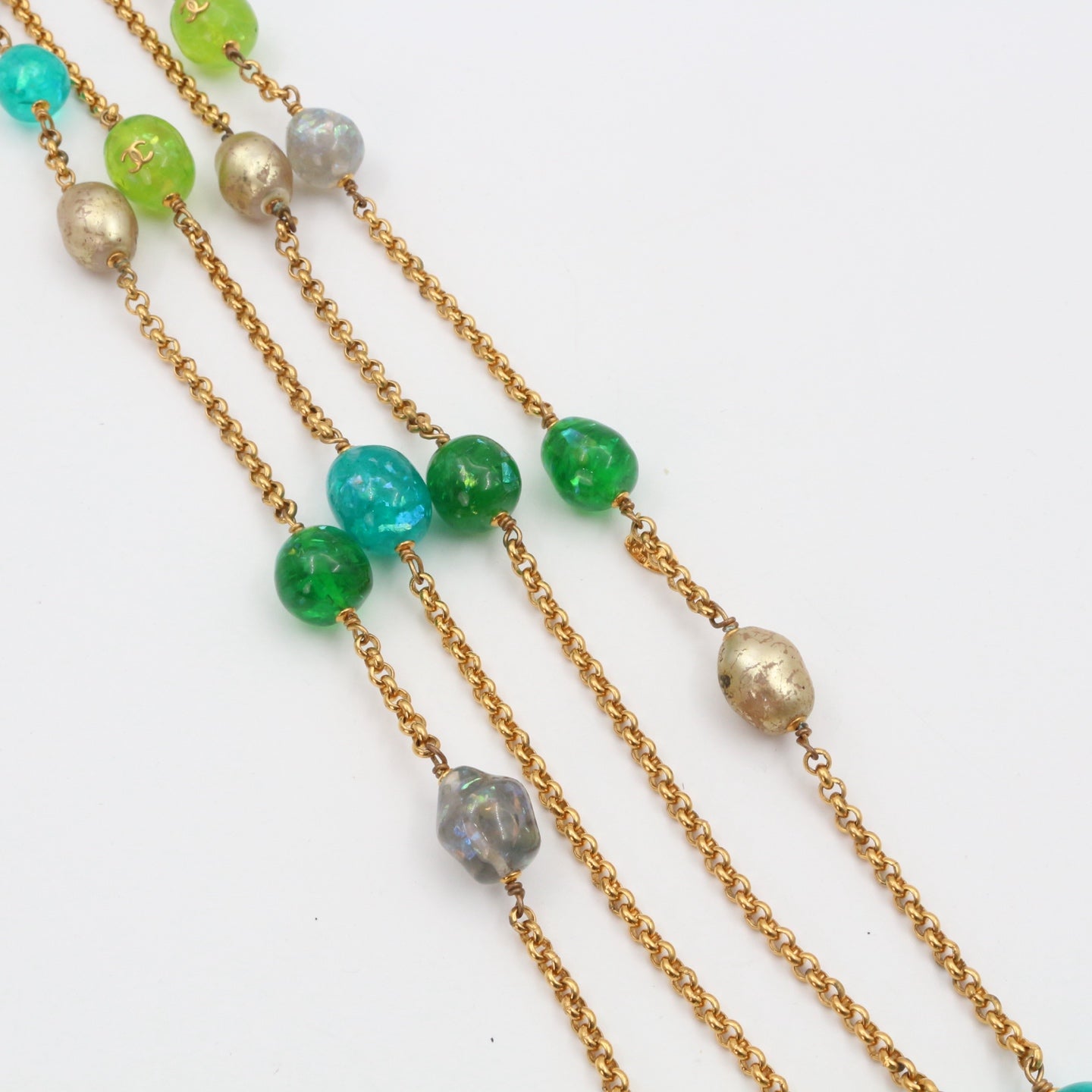 Chanel Gold-Tone Multicolor Gripoix Long Necklace[Used]