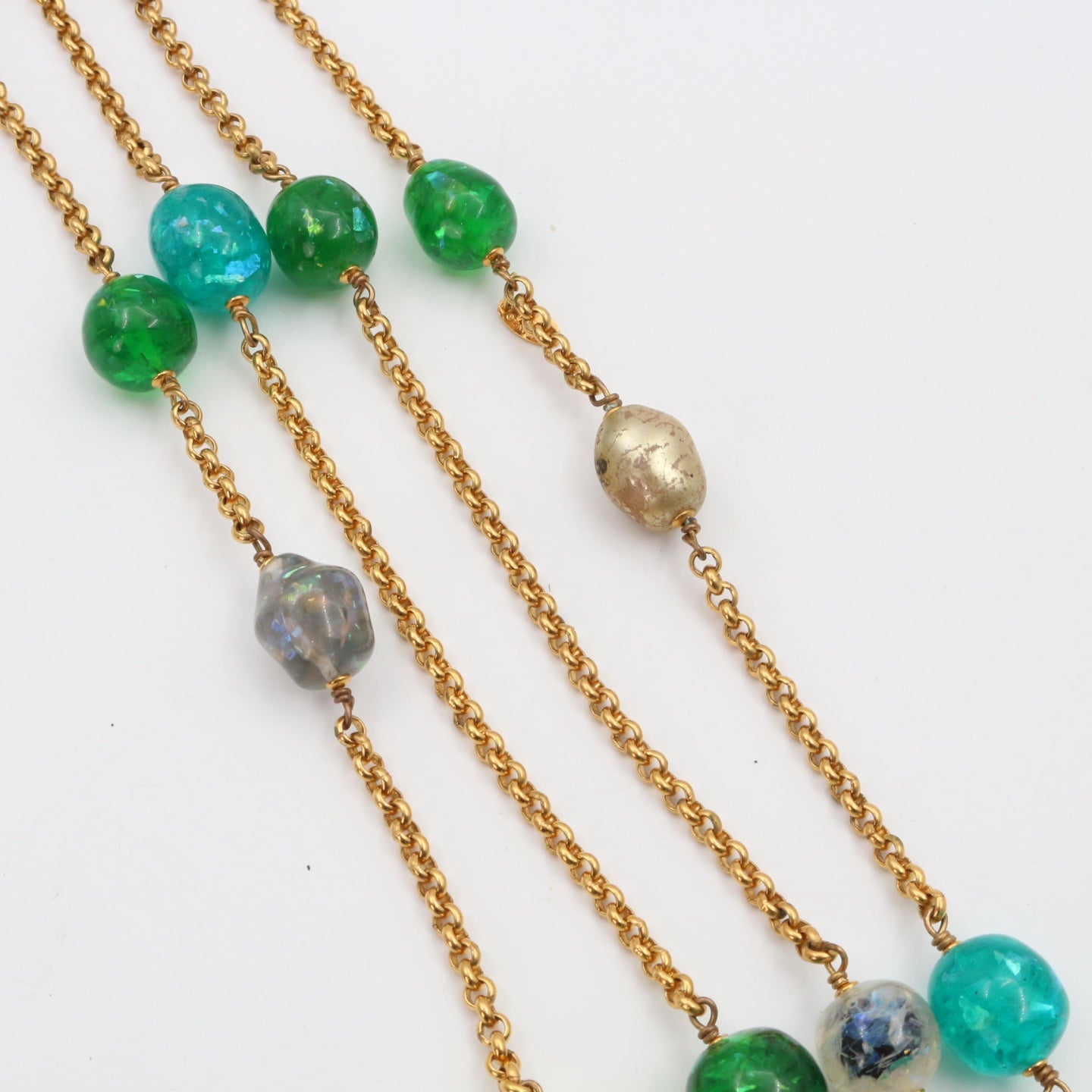 Chanel Gold-Tone Multicolor Gripoix Long Necklace[Used]
