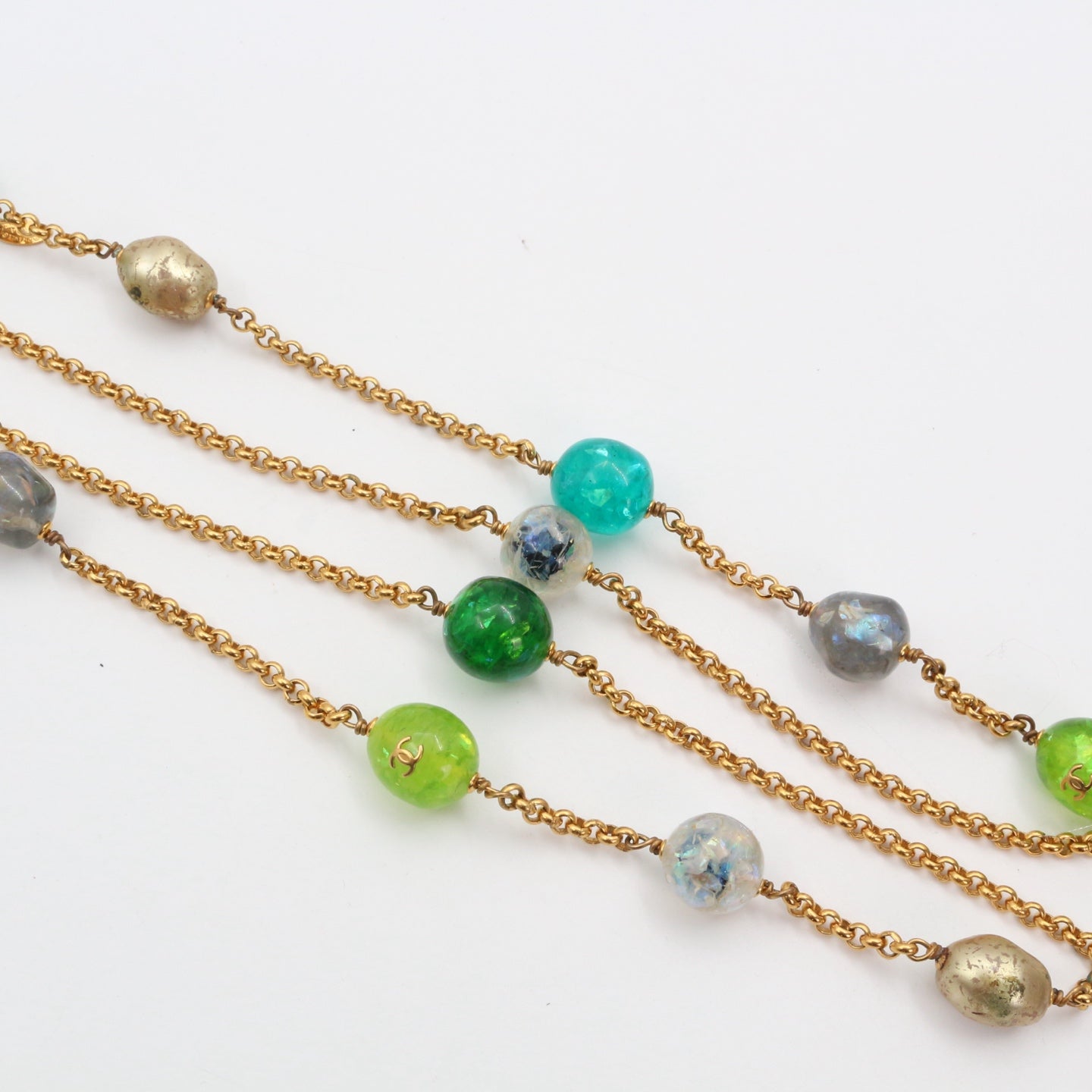 Chanel Gold-Tone Multicolor Gripoix Long Necklace[Used]