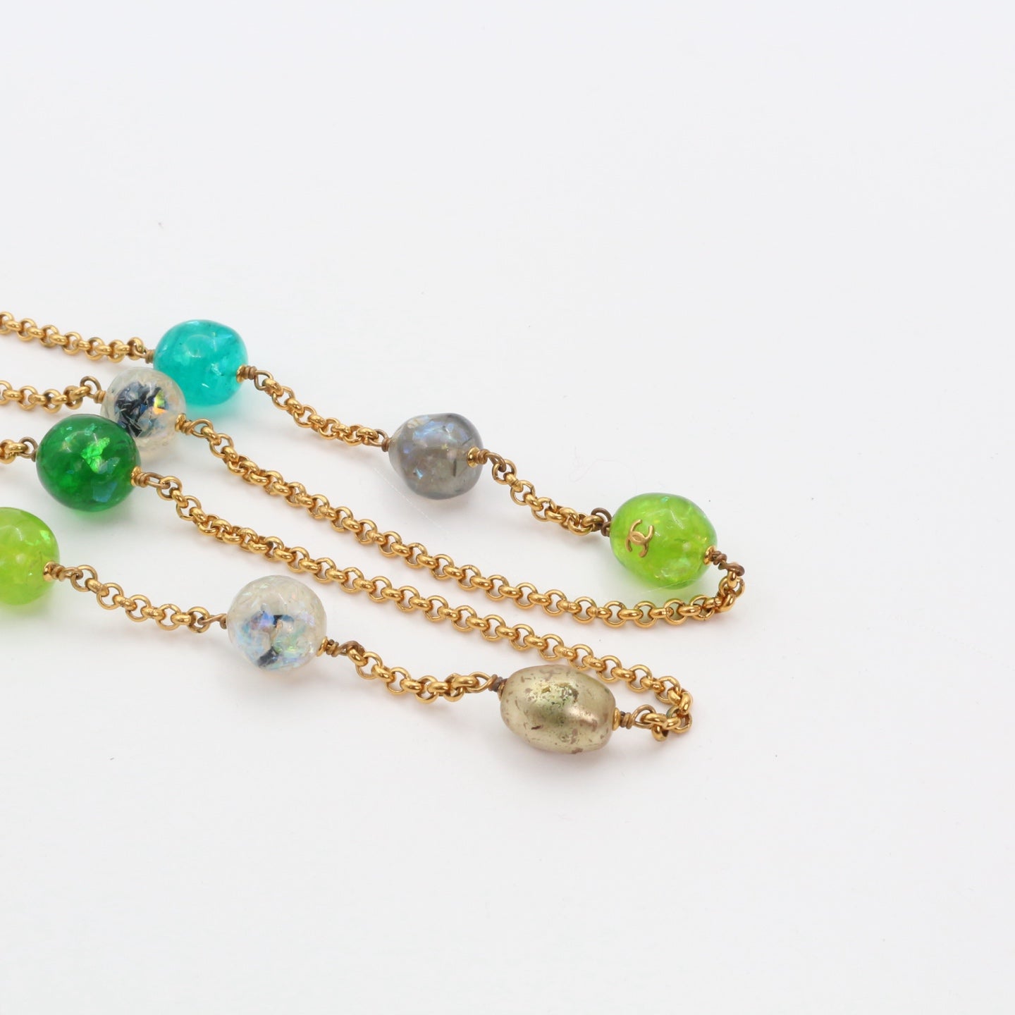 Chanel Gold-Tone Multicolor Gripoix Long Necklace[Used]