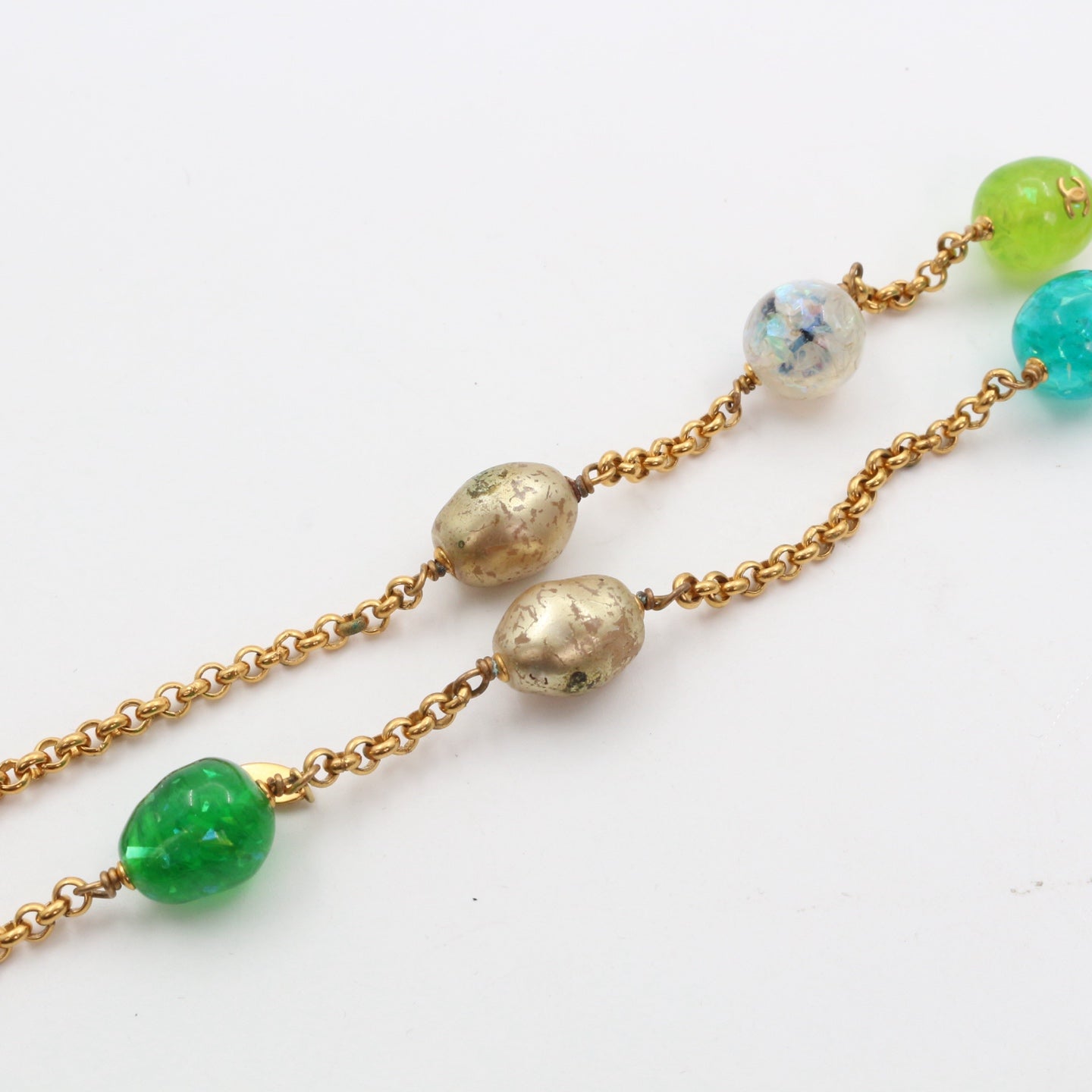 Chanel Gold-Tone Multicolor Gripoix Long Necklace[Used]