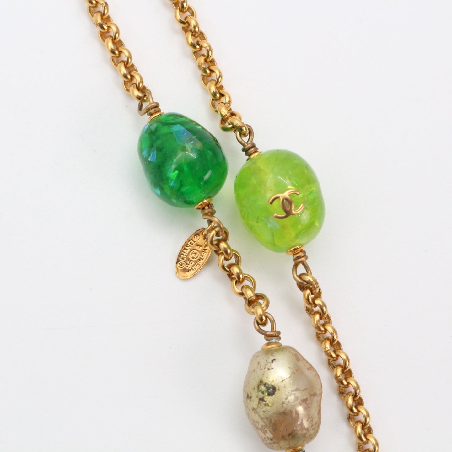Chanel Gold-Tone Multicolor Gripoix Long Necklace[Used]