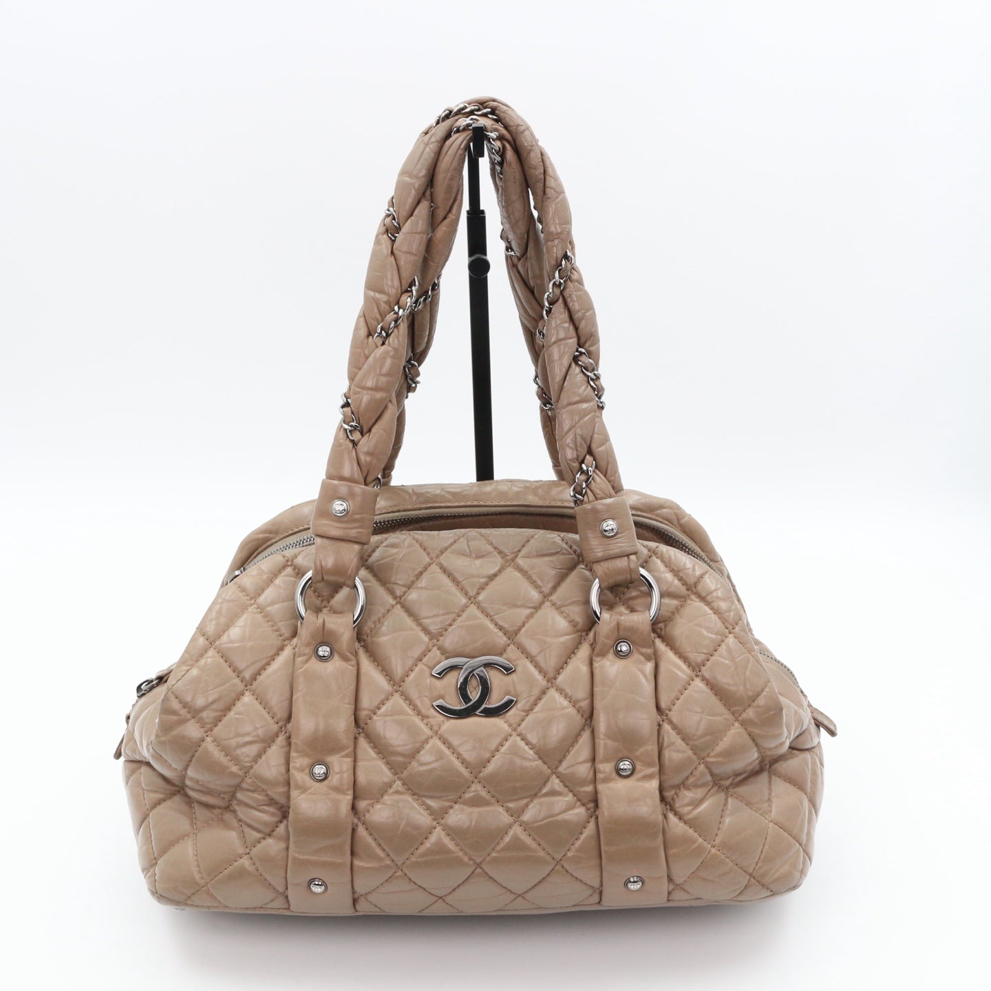 Chanel Beige Waxed Calfskin Braided Bowler Bag [Used]