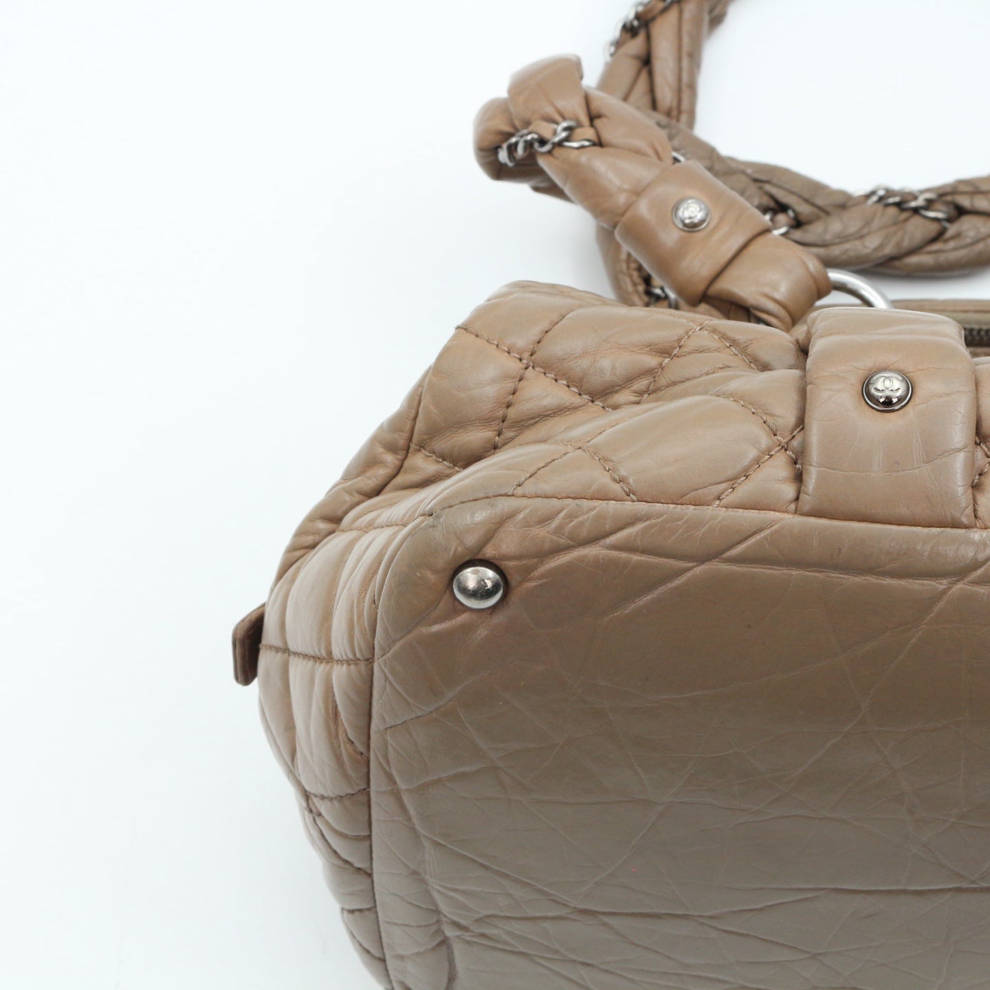Chanel Beige Waxed Calfskin Braided Bowler Bag [Used]