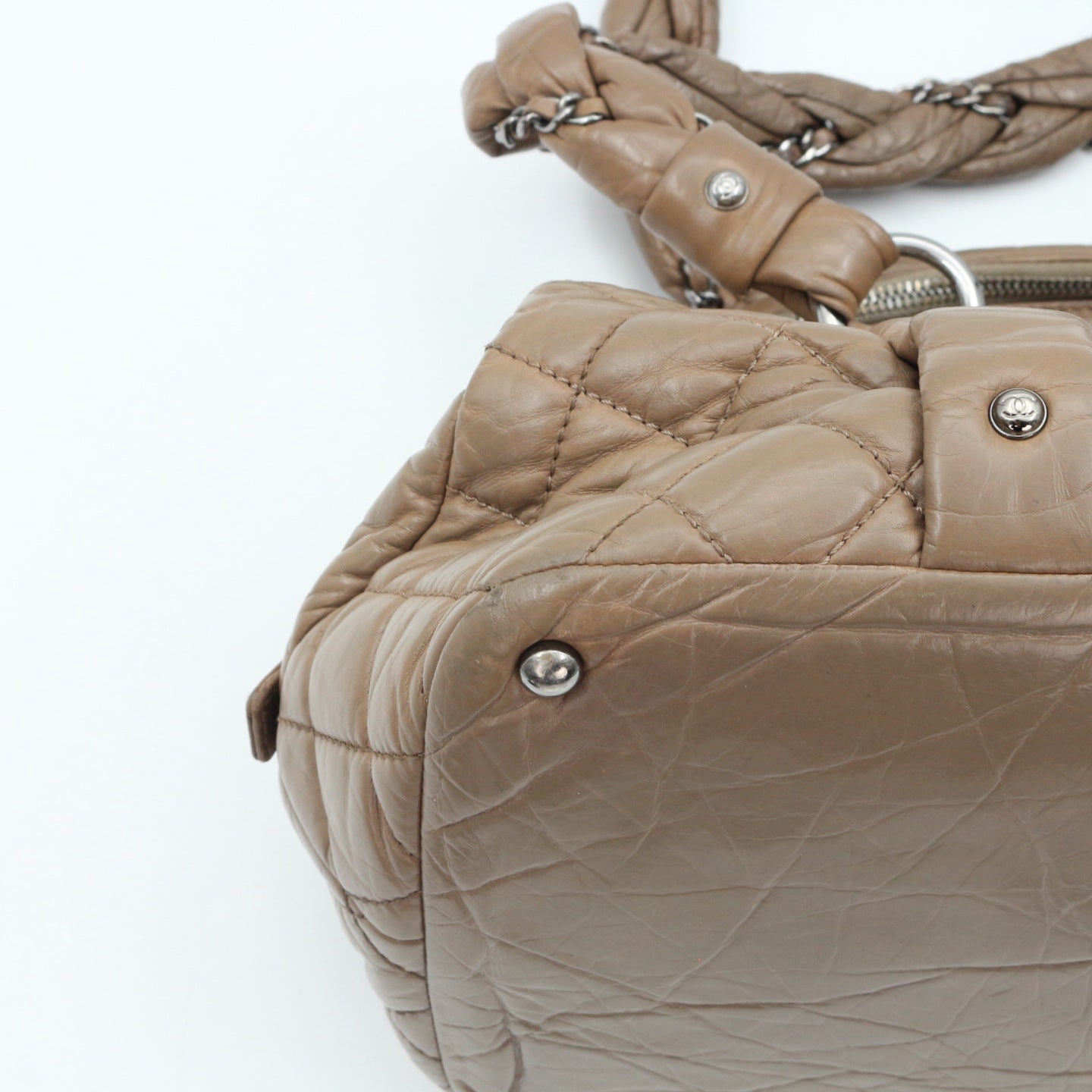 Chanel Beige Waxed Calfskin Braided Bowler Bag [Used]