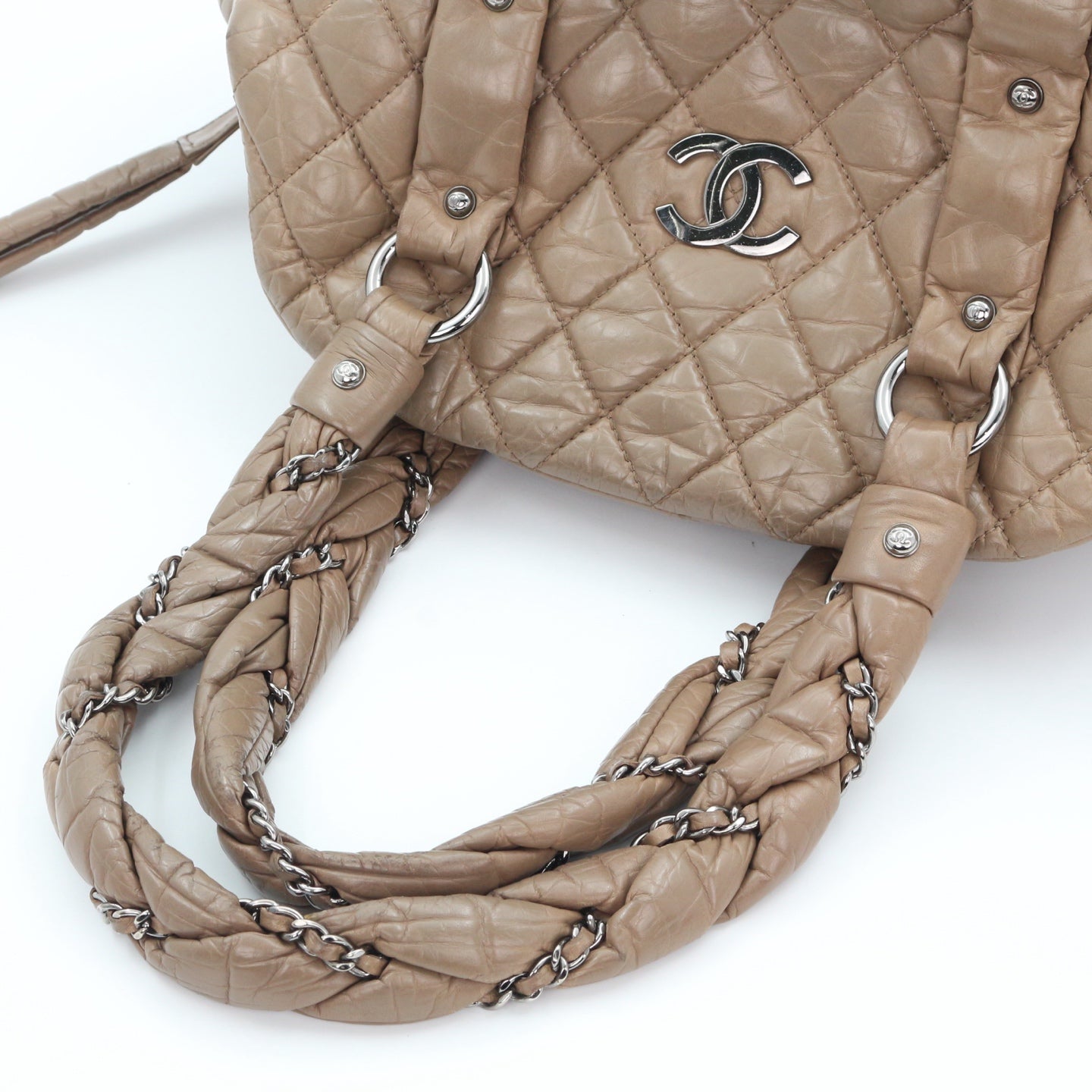 Chanel Beige Waxed Calfskin Braided Bowler Bag [Used]