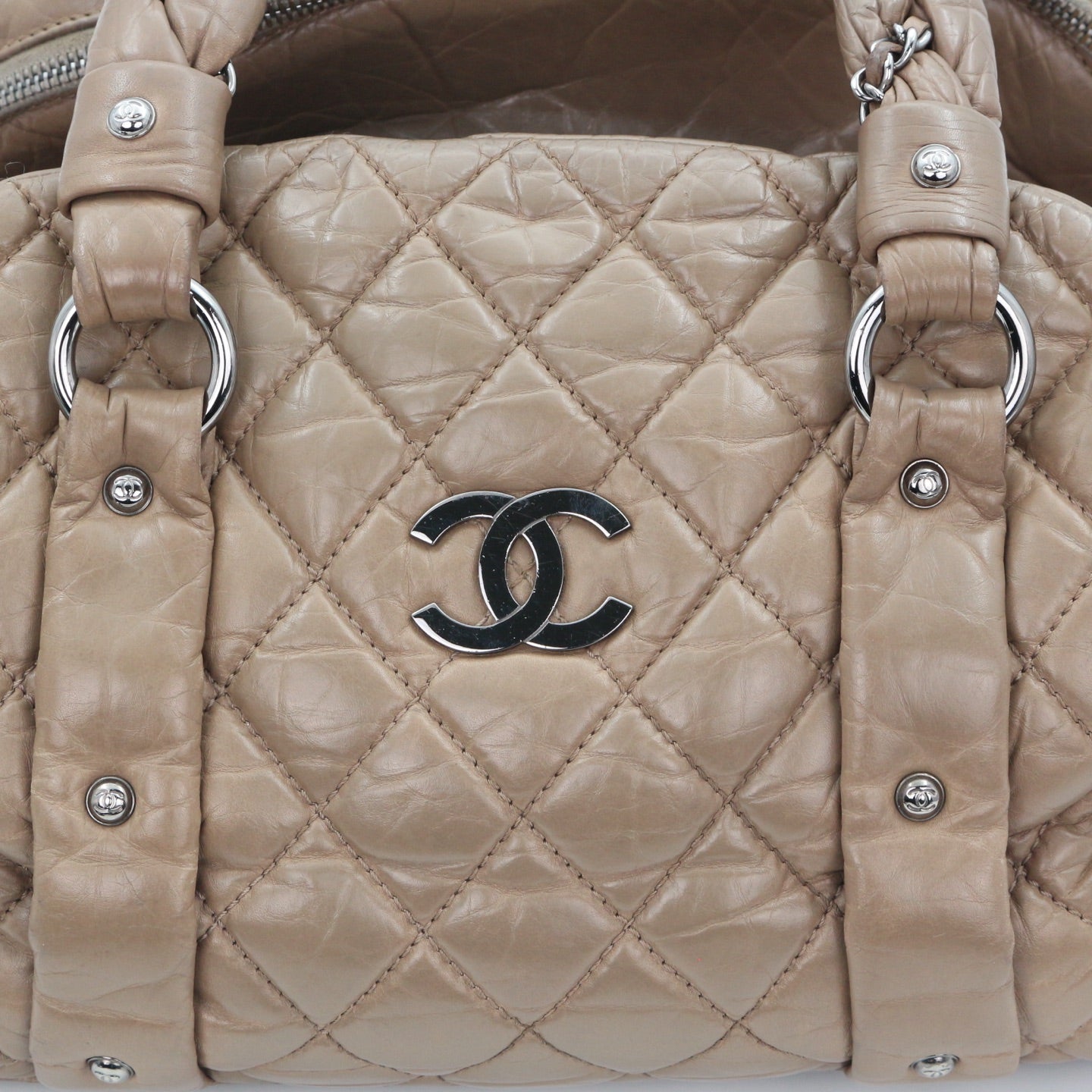 Chanel Beige Waxed Calfskin Braided Bowler Bag [Used]