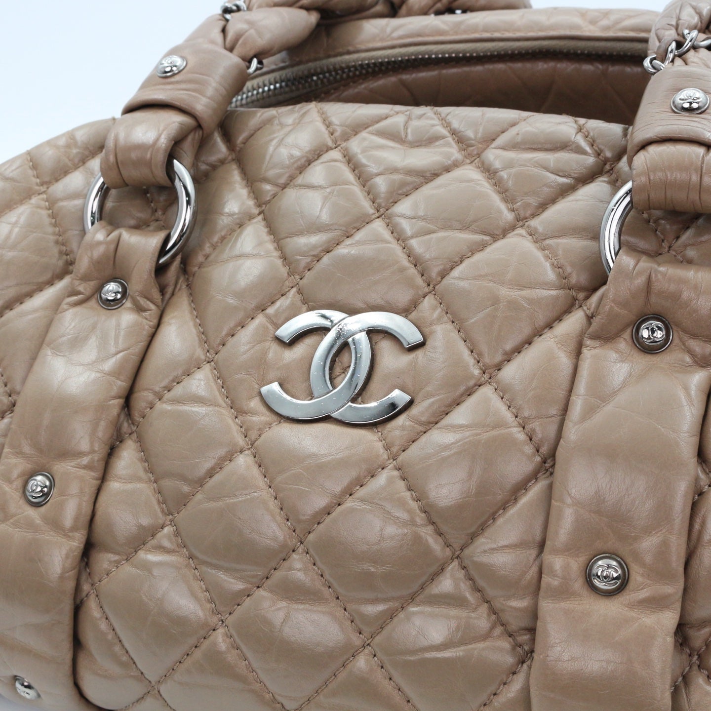 Chanel Beige Waxed Calfskin Braided Bowler Bag [Used]