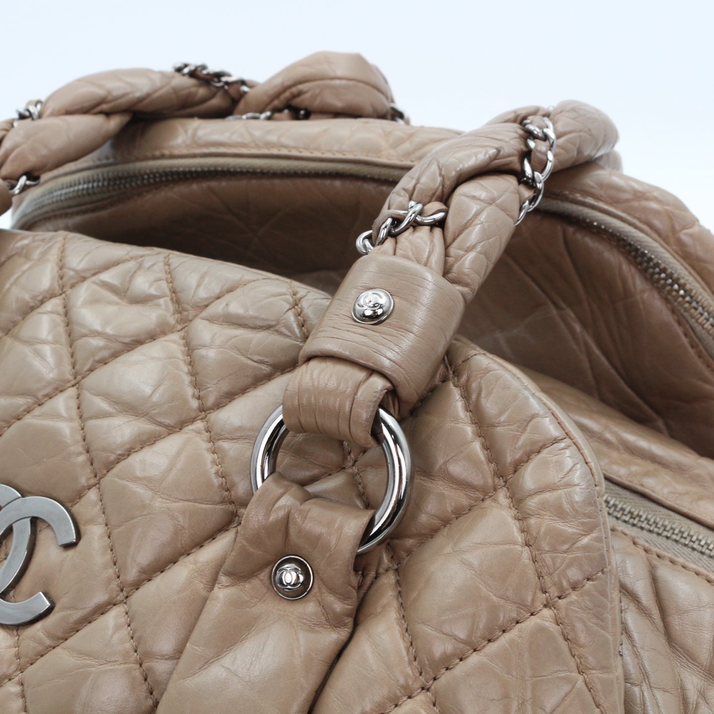 Chanel Beige Waxed Calfskin Braided Bowler Bag [Used]