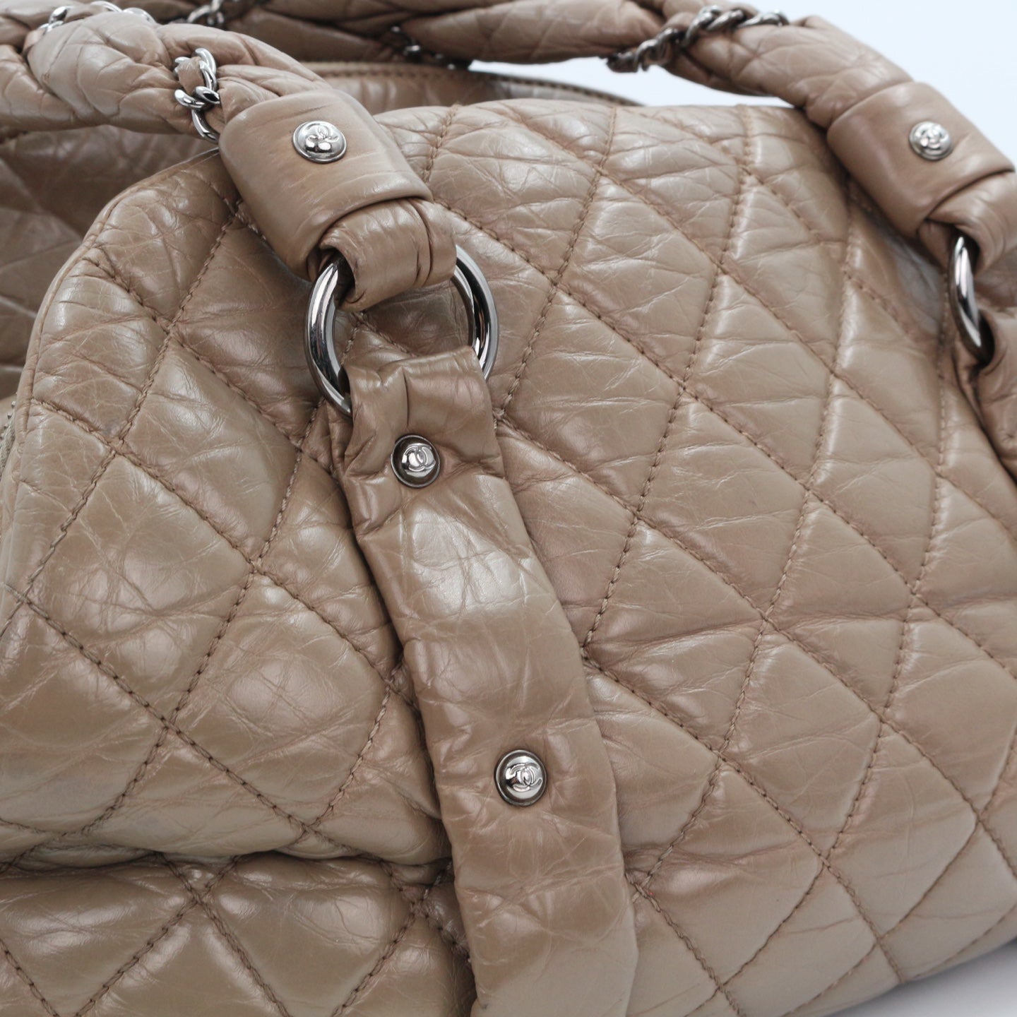 Chanel Beige Waxed Calfskin Braided Bowler Bag [Used]