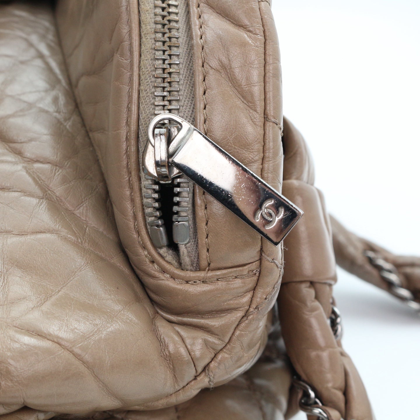 Chanel Beige Waxed Calfskin Braided Bowler Bag [Used]