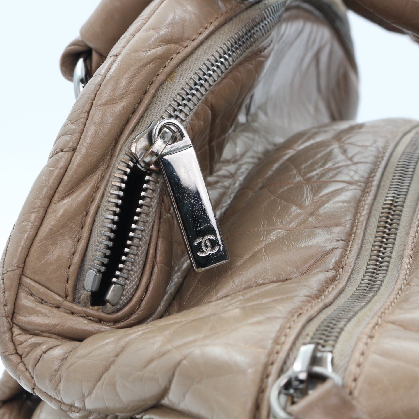 Chanel Beige Waxed Calfskin Braided Bowler Bag [Used]