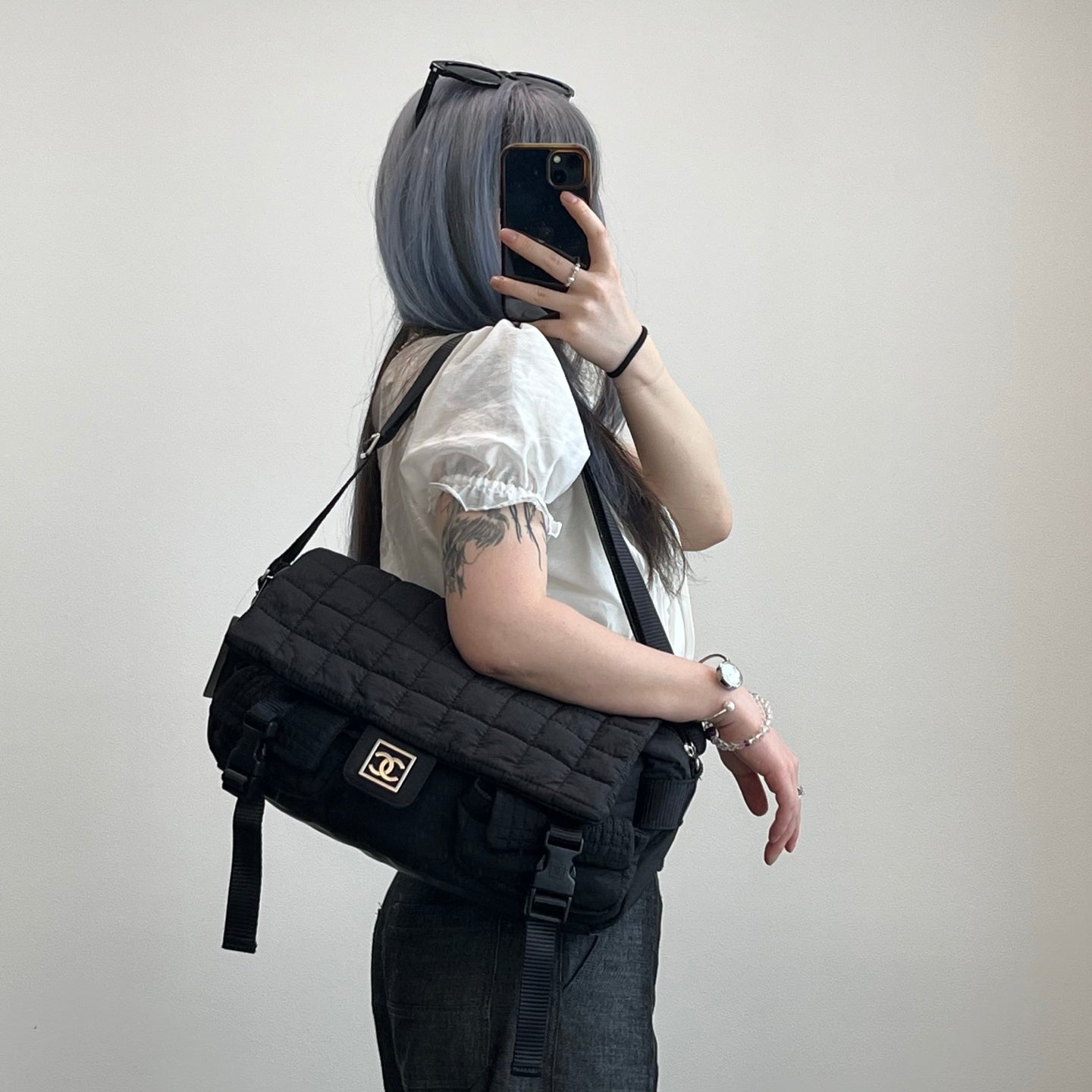Chanel Black Nylon Sports Line Messenger Bag [Used]