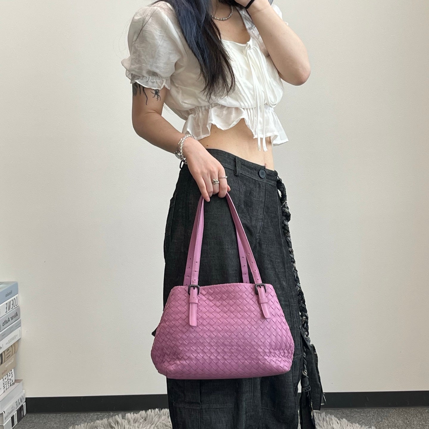 Bottega Veneta Purple Intrecciato Shoulder Tote Bag [Used]