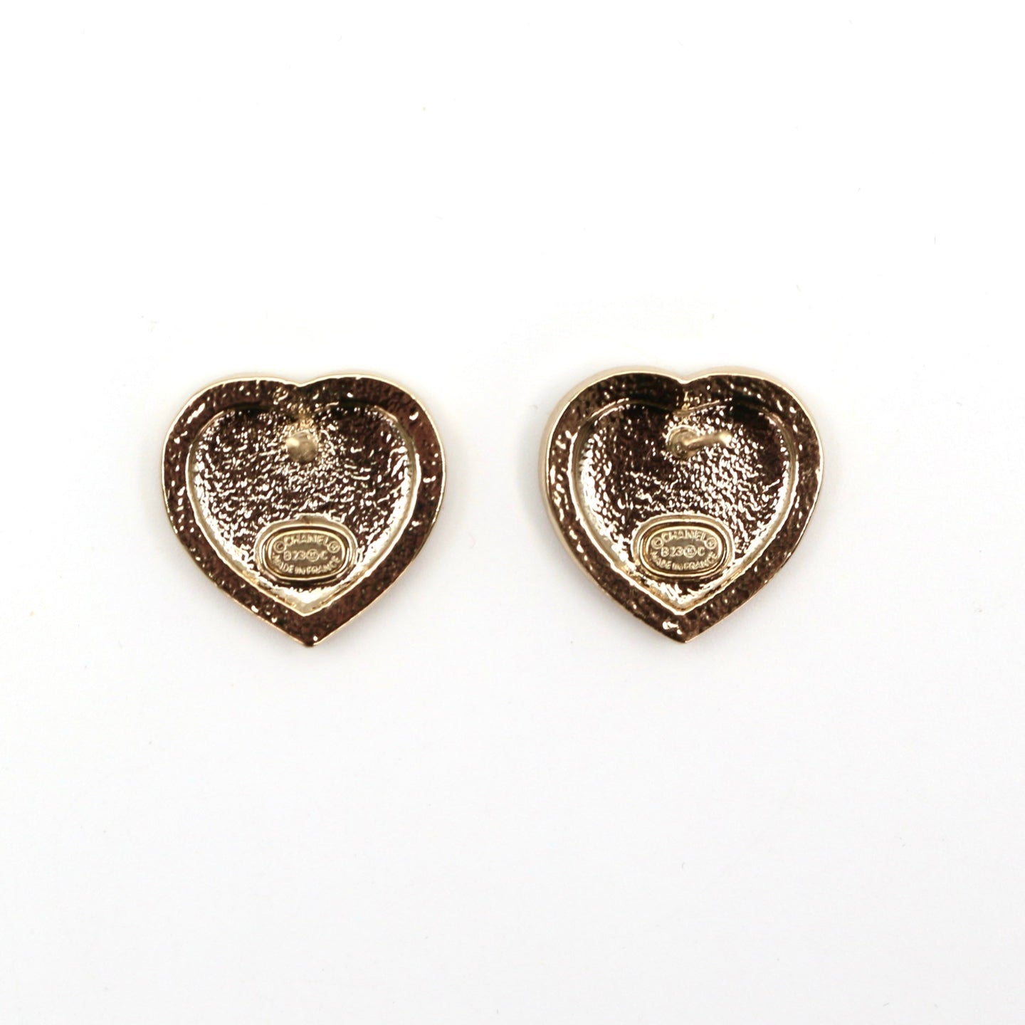 CHANEL Heart CC Rhinestone Stud Earrings B23C [Used]