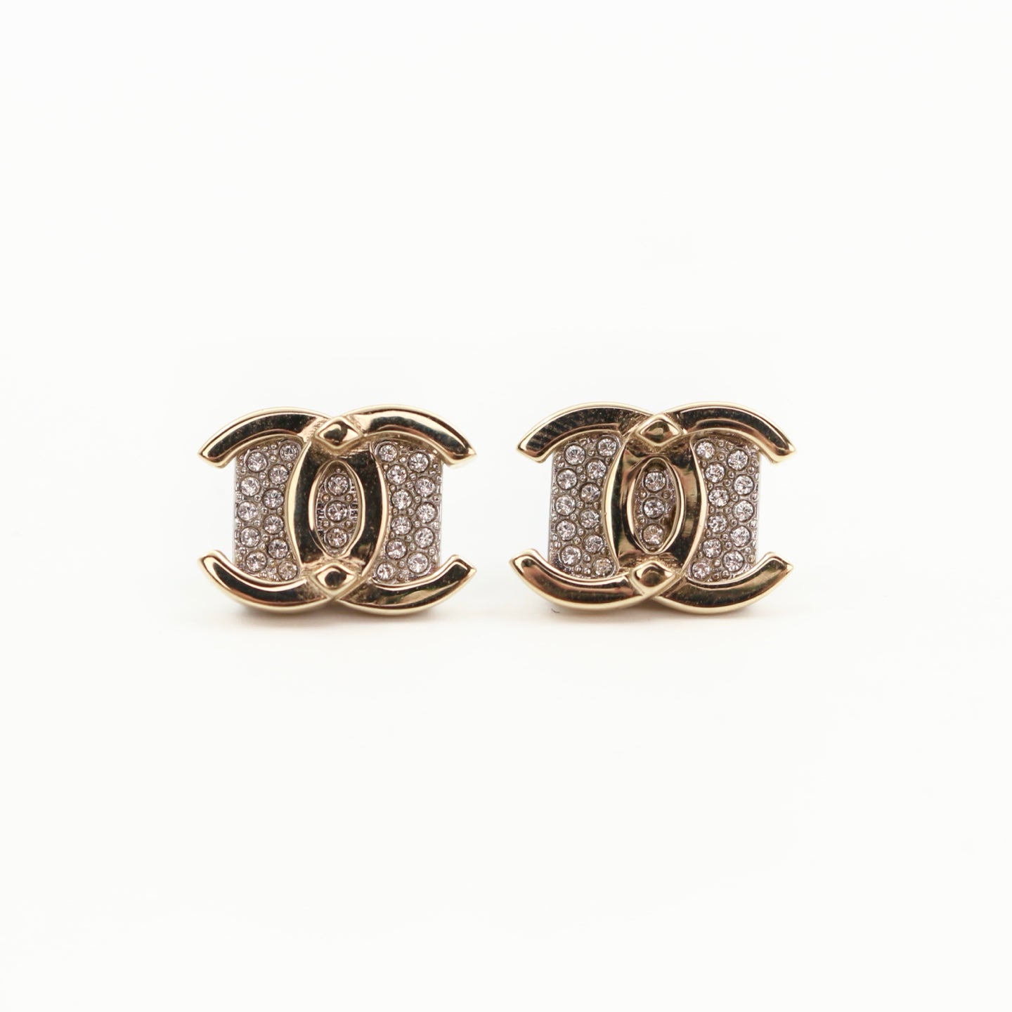 CHANEL Crystal CC Stud Earrings B21A [Used]