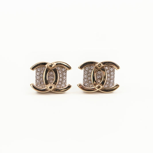 CHANEL Crystal CC Stud Earrings B21A [Used]