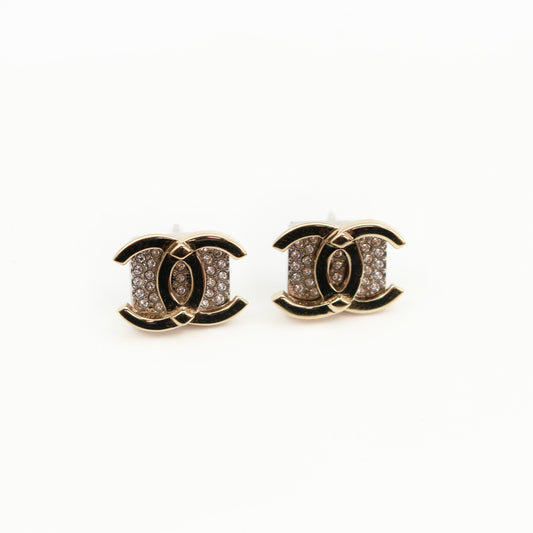 CHANEL Crystal CC Stud Earrings B21A [Used]