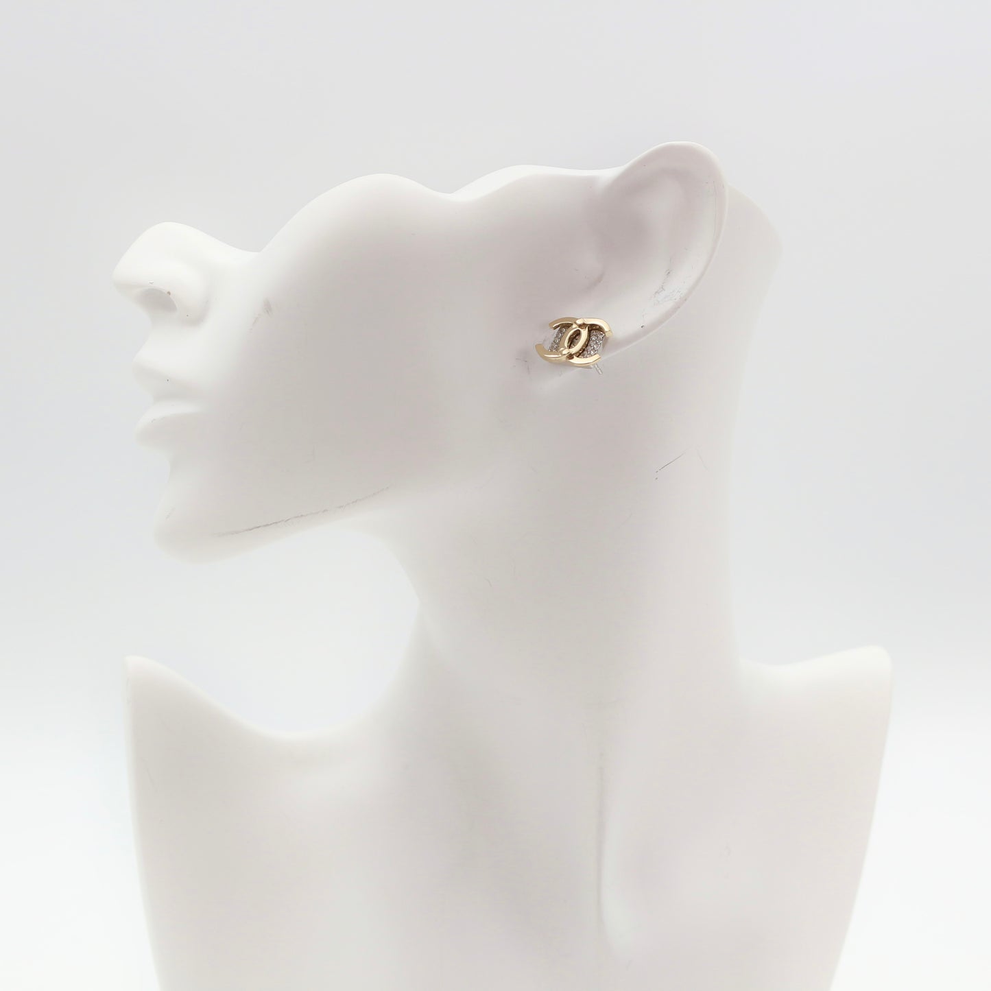 CHANEL Crystal CC Stud Earrings B21A [Used]