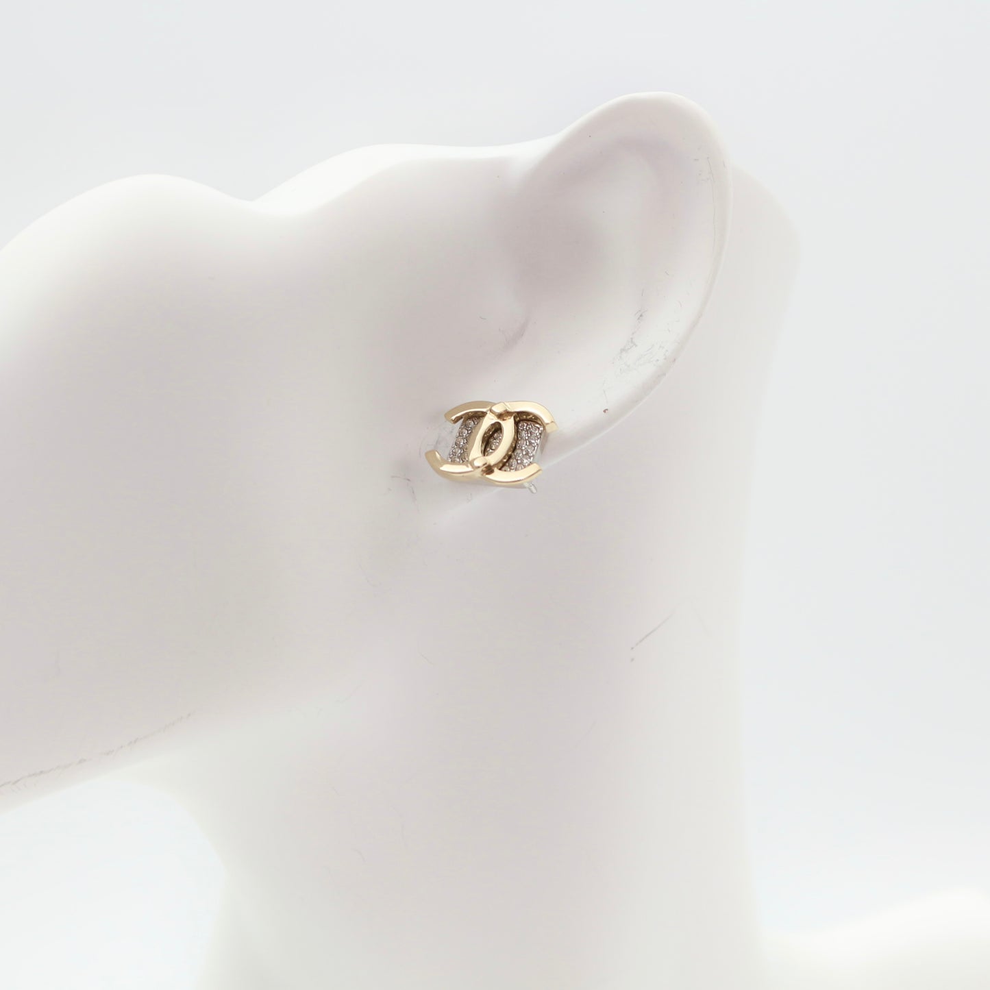 CHANEL Crystal CC Stud Earrings B21A [Used]