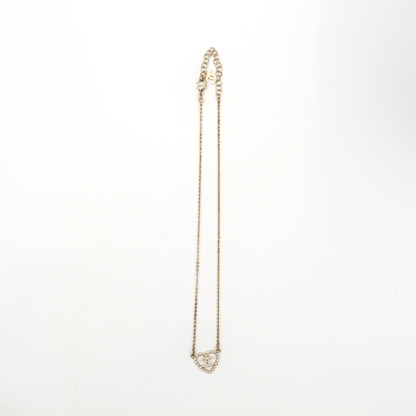 CHANEL Crystal Heart CC Necklace C25P [Used]