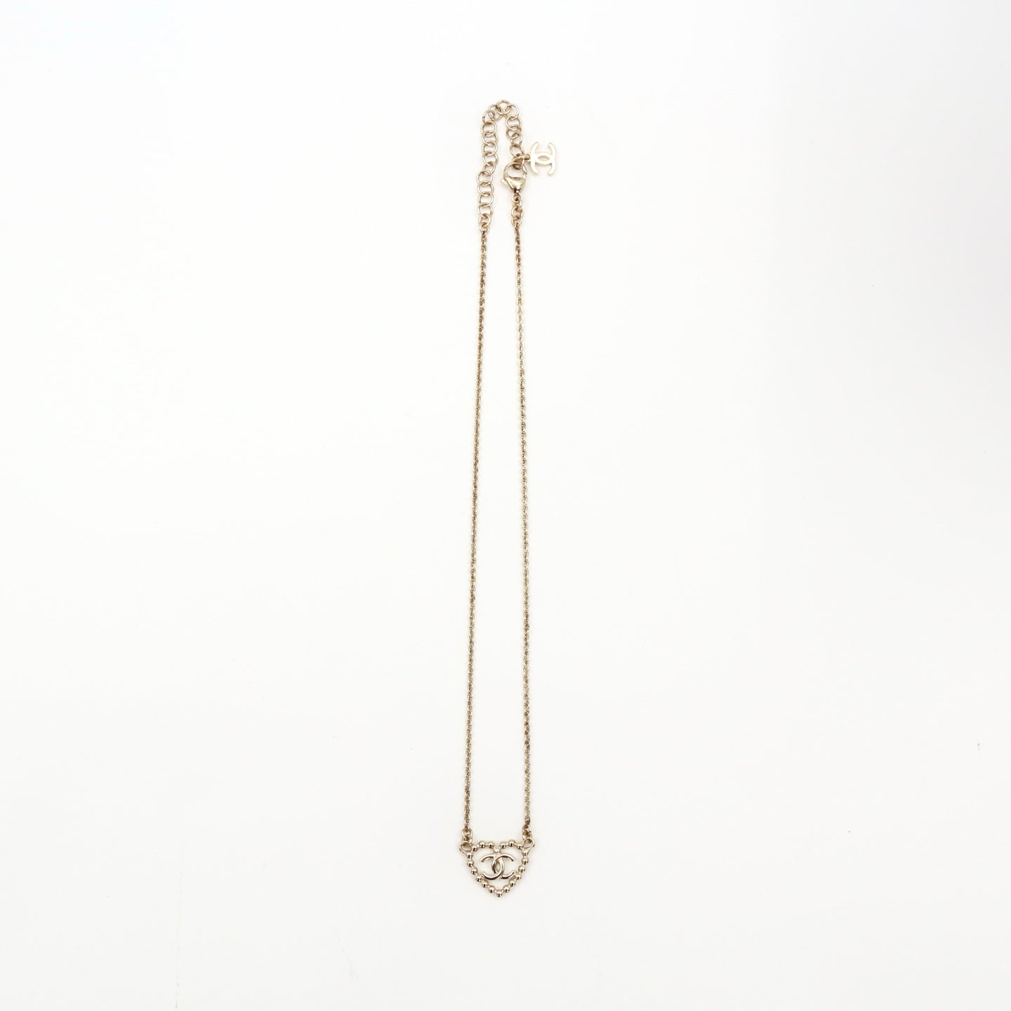 CHANEL Crystal Heart CC Necklace C25P [Used]